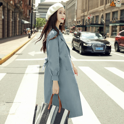 SUNTEK风衣女中长款2021春秋季新款韩版小个子气质过膝流行收腰外套女潮风衣