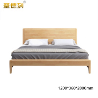 圣德列实木床原木色双人床TM-907# 1200*360*2000mm