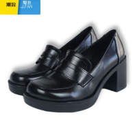 聚范V1802高跟圆头学生制服鞋JK学院风COS表演鞋女单鞋擦色日常中口