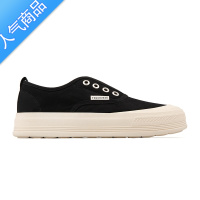 SUNTEK 厚底帆布鞋女春秋黑色经典低帮一脚蹬休闲鞋2023年新款