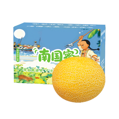 礼盒装[熊猫鸟]新鲜黄金哈密瓜 净重4.5斤 2-3个 应季水果 新鲜甜瓜 鲜果