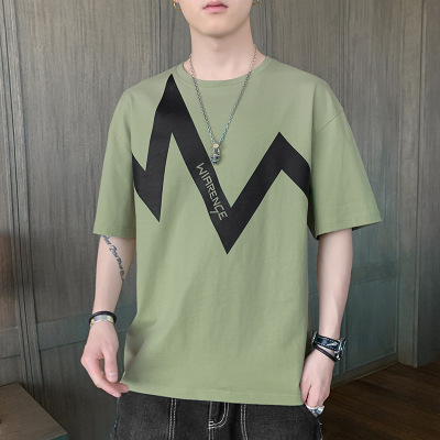 夏季新款男士短袖T恤青少年休闲宽松帅气百搭衣服男