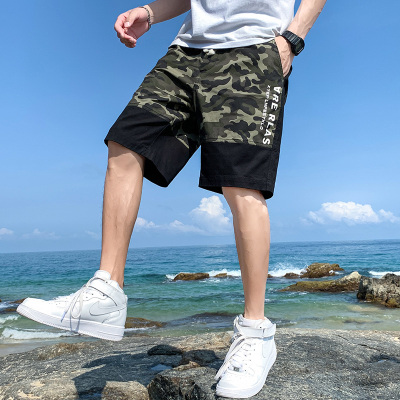 轻奢世家2021夏季新款男士弹力松紧腰中青年休闲裤男士短裤薄款宽松直筒男士中裤男装大码时尚迷彩工装裤男士五分裤男裤潮款