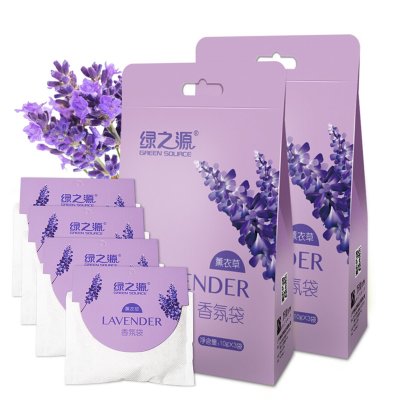 绿之源(10g*6袋）薰衣草香氛袋衣柜芳香剂室内卧室新车精油香袋除味香包空气清新剂Z-0181