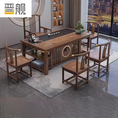 晋舰 茶台茶具套装一体禅意茶几茶桌椅组合桌泡茶台1.6祥和桌+梳椅+4月牙