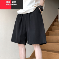 YIBUSHENG黑色运动短裤女季薄款裤子冰丝速干休闲宽松大码五分中裤小个子