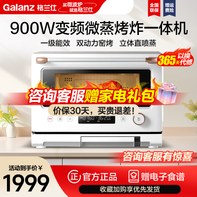 格兰仕微蒸烤炸一体机 变频微波 一级节能直喷大蒸汽 20升容量不锈钢内胆空气炸微蒸烤D90Q20ESXLV-RW(W0)