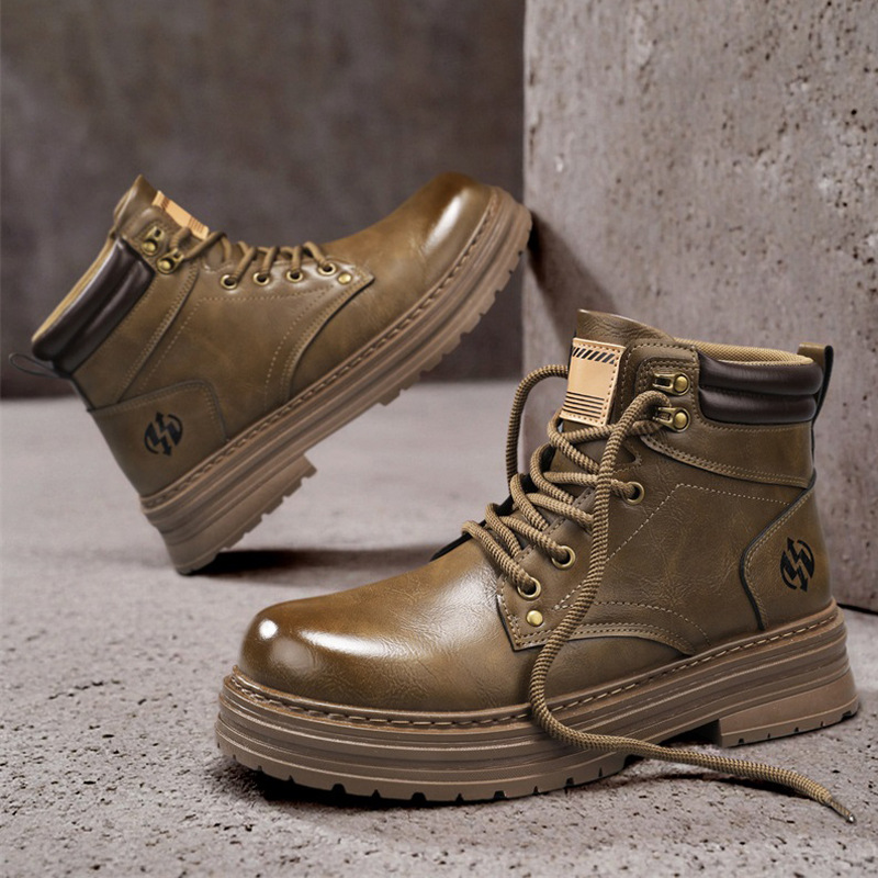 马丁靴男士高帮英伦皮面复古工装靴子秋冬季男鞋新款Men Boot