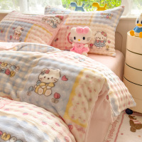 秋冬季可爱牛奶绒泡泡绒床上四件套加厚被套单件宿舍床单三件套