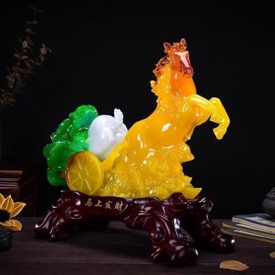 美帮汇马上发财摆件玉白菜 家居家装饰品客厅酒柜 店铺开业乔迁礼品