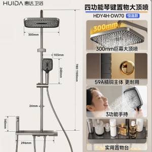惠达(HUIDA)-DW70卫浴淋浴花洒套装增压洗澡花洒家用大顶喷大置物惠达花洒