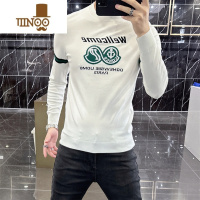 YANXU欧货2023秋季新款时尚针织衫男潮流烫钻休闲毛衣圆领长袖打底衫男