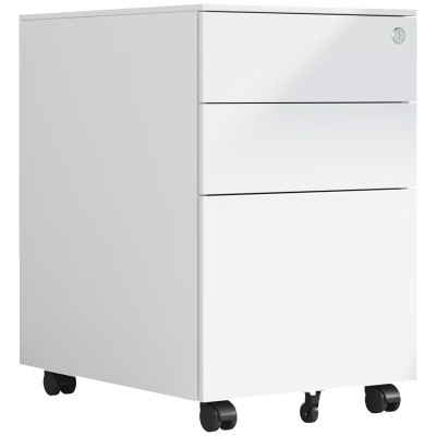 苏宁 质凡 文件柜活动柜推拉矮柜带轮白色侧三斗/ZF-HDG008/390*500*600mm