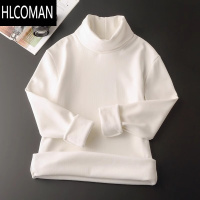 HLCOMAN加绒加厚p暖修身高领打底衫男冬季纯色内搭青年长袖T恤卫衣堆堆