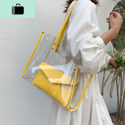 夏天透明包包女包2020新款潮时尚流行手提托特包百搭大容量单肩包NEW LAKE女斜挎包