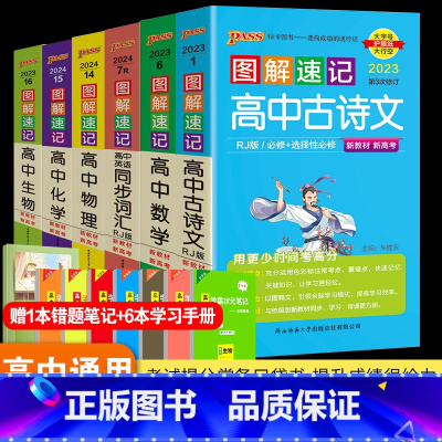 [正版]2024图解速记高中理科全套6本高中语文古诗文数学英语物理化学生物知识大全口袋书高中三年高一至高三pass绿卡