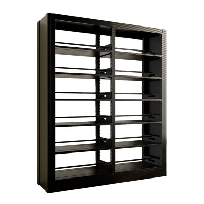 臻远ZY4072617 钢制书架资料架 双面6层一列二组黑色 1900*450*2000mm