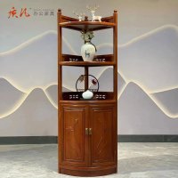 质凡转角柜子菠萝格木墙角柜客厅三角架储物茶水柜 43*43*163cm