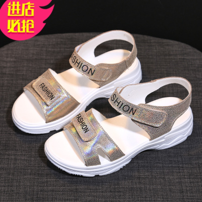 金三志10夏季凉鞋女孩11中大童初中学生仙女风15岁休闲公主平底防滑女鞋凉鞋