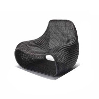 质凡 民宿创意设计师户外室内藤椅家具北欧简约东南亚藤沙发酒店样板房休闲椅 品禅[黑色]