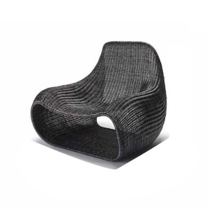 质凡 民宿创意设计师户外室内藤椅家具北欧简约东南亚藤沙发酒店样板房休闲椅 品禅[黑色]