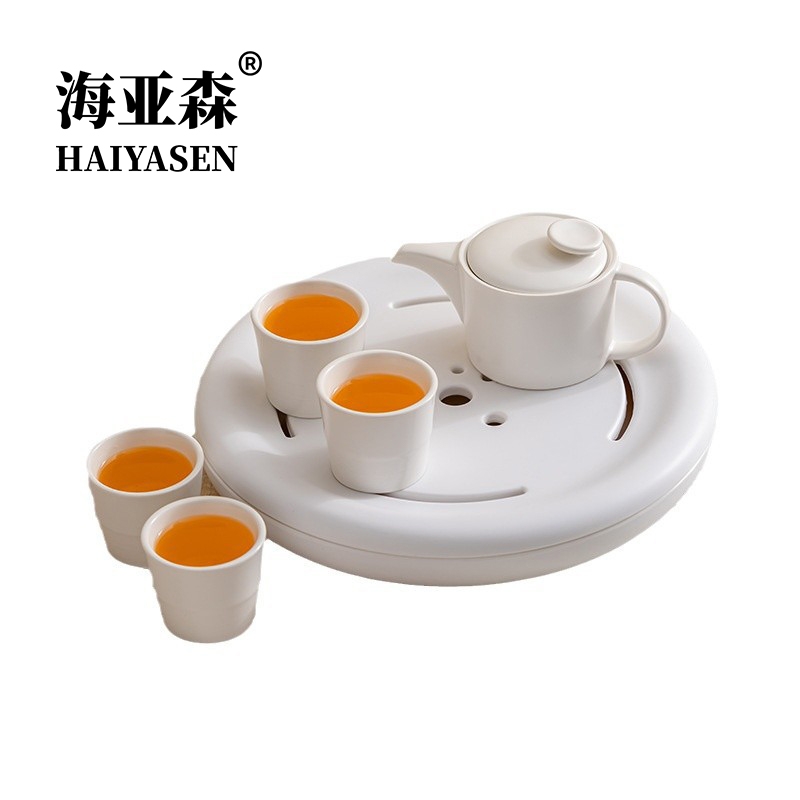 海亚森 TK-3114 森禧集简约东方陶瓷茶器一壶四杯带茶盘(内含茶夹茶巾)亚朵款(计价单位:套)白色
