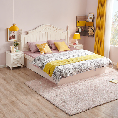 全友家居 韩式田园双人床卧室1.5/1.8m双人床韩式高箱储物床板式床