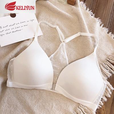 可莉允聚拢收副乳美背前扣无钢圈上薄下厚小胸文胸套装性感光面无痕内衣文胸套装