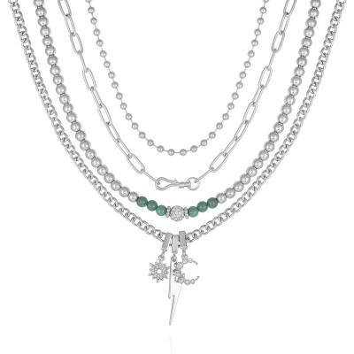 盖尔斯(GUESS)银色水晶星座吊坠多层叠戴statement项链女饰品 cosmicsilvermeta