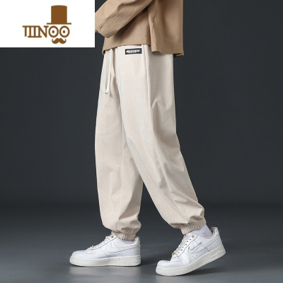 YANXU灯芯绒美式裤子男士潮牌宽松休闲运动裤男生刺绣束脚裤