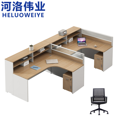 河洛伟业屏风职员桌含柜+2椅张