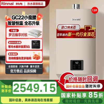 [小蛮腰PRO]林内燃气热水器13升家用恒温GC22节能ECO变频恒温 同款13GD32