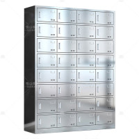 悦山不锈钢餐盘柜食堂员工多门储物柜201不锈钢32门磁吸锁YSOA11FO32MP201C