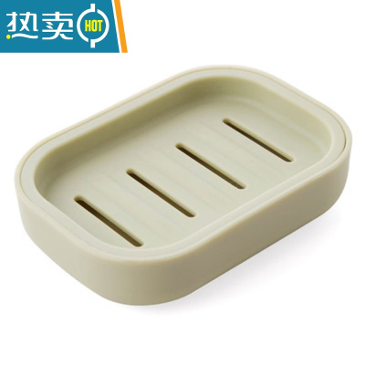 敬平创意浴室肥皂盒大号双层沥水香皂收纳盒塑料带盖洗衣皂置物架皂拖 浅绿色