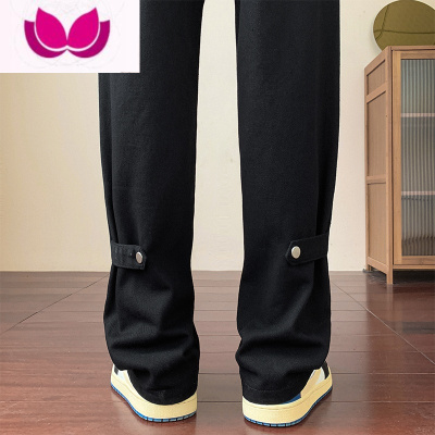 七斓黑色牛仔裤男女美式高街潮牌痞帅vibe直筒宽松休闲百搭长裤子