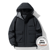 羽绒服男冬季新款山系户外情侣防风保暖宽松连帽白鸭绒冲锋衣外套