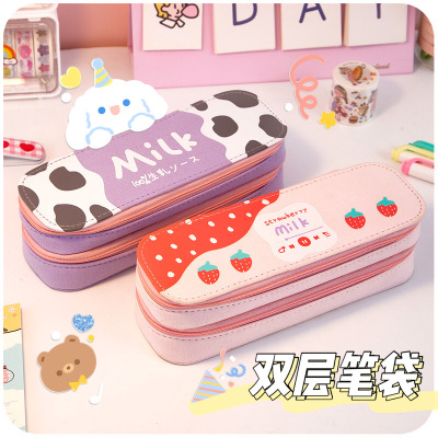 喻娄盐系笔袋简约复古风文艺is小众日系小学生可爱潮少女铅笔文具盒文具盒