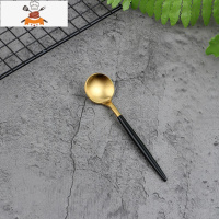 北欧ins不锈钢勺子筷子牛排刀叉子餐具套装家用酒店刀叉勺三件套 敬平 金黑色咖啡勺