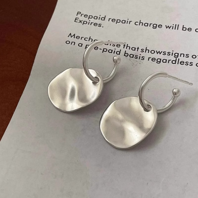 2025年新品韩版小众波浪圆牌耳环女通勤耳饰轻奢百搭高级气质耳钉送女朋友老婆情人节七夕生日礼物