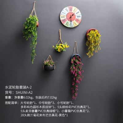 挂件空中轮胎吊篮花盆烘焙精灵室外摆设壁挂式饰品挂饰田园背景墙多规格S28-轮胎壁饰套装12