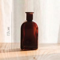 家柏饰(CORATED)小型玻璃器皿小花瓶花器 透明干花插花小号水培客厅装饰摆件 细口棕瓶