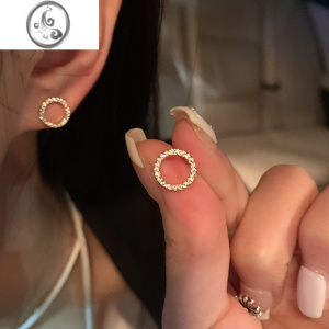 JiMi贼好看!小巧精致耳钉女小众设计感耳饰女高级感耳环2022年新款潮 金色小圆圈耳钉