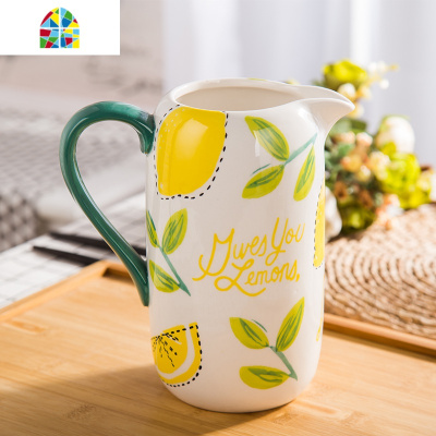 陶瓷冷水壶可高温防爆凉水壶大容量牛奶豆浆容器客厅餐桌花瓶摆件 FENGHOU 芳草款冷水壶