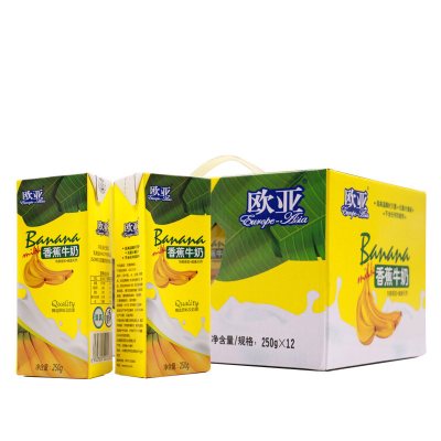 欧亚牛奶香蕉牛奶250g*12盒礼盒营养早餐奶250g*12盒1件