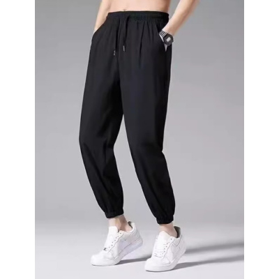 冰丝裤子男款韩版夏季薄款宽松型束脚九分运动裤休闲长裤