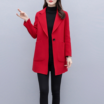 FISHBASKET西装毛呢外套女2020小个子胖mm大码女装洋气宽松显瘦呢子大衣毛呢外套