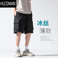 HLCOMAN夏季工装短裤男士五分裤宽松休闲运动中裤外穿美式冰丝薄款速干裤