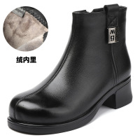 秋冬新款气质源头真皮舒适粗跟加绒时装短靴马丁靴通勤百搭鞋