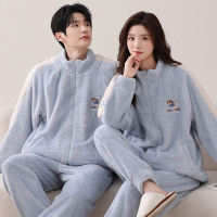 情侣睡衣女款春秋冬季珊瑚绒加厚加绒保暖一男士一女士家居服套装_601