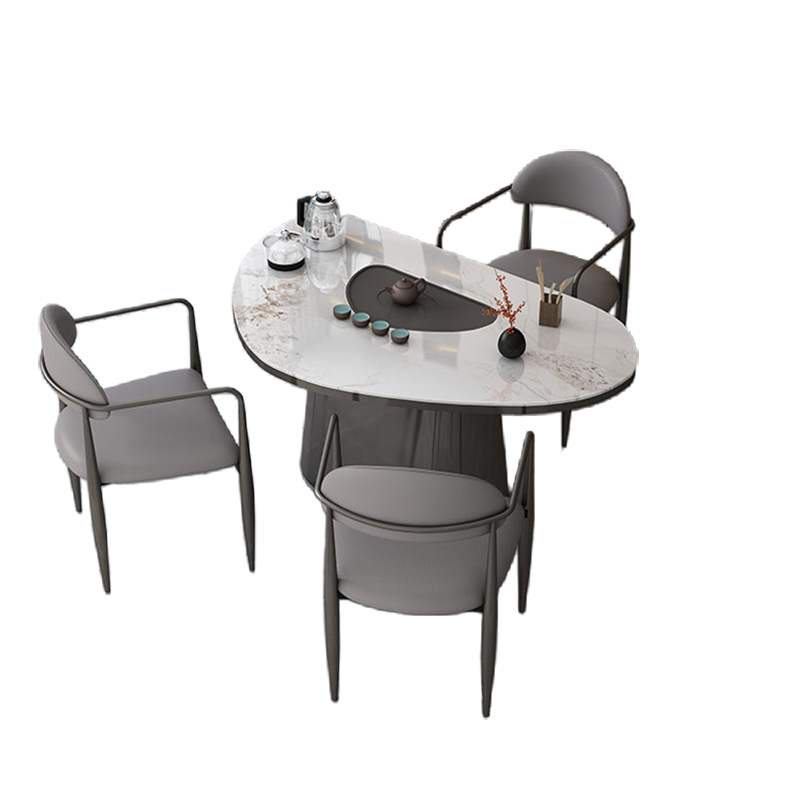 晋舰 岩板茶桌椅组合现代家用阳台简约茶桌办公室泡茶桌 1.0桌+3主椅